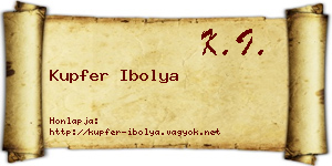 Kupfer Ibolya névjegykártya